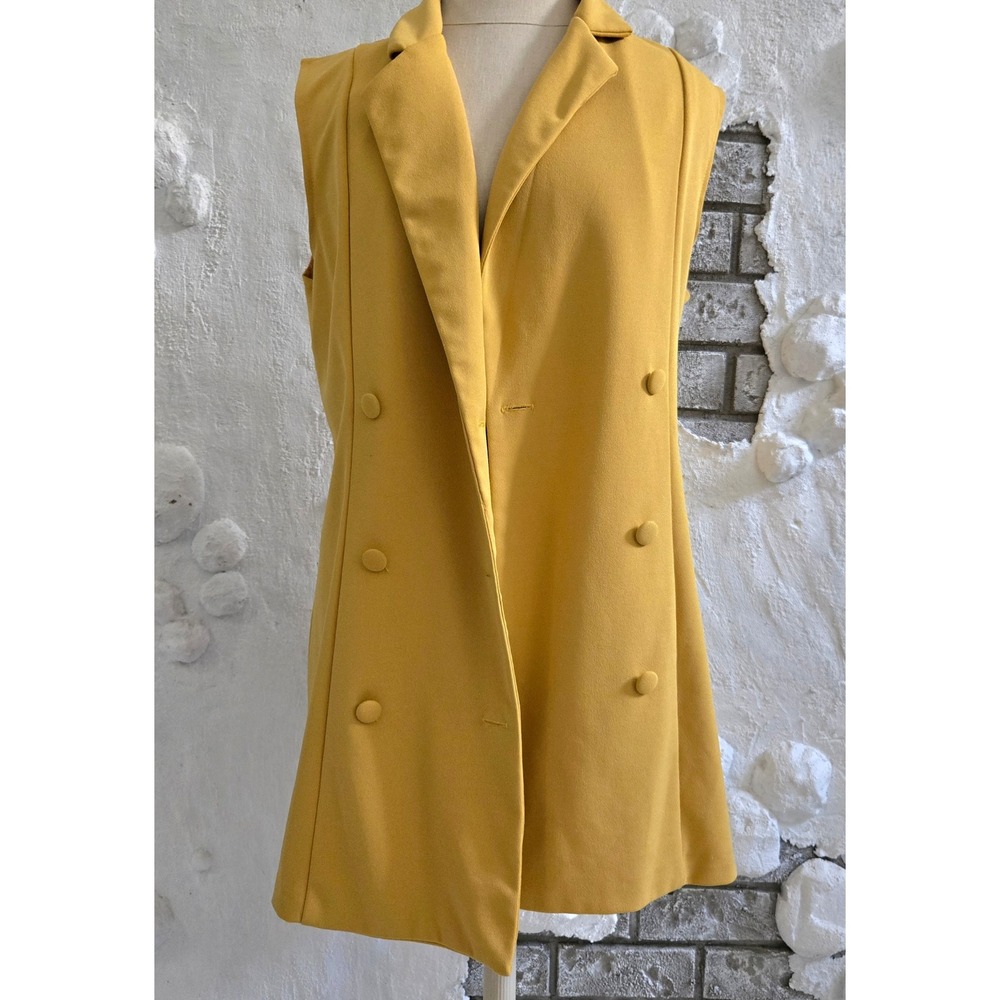 Charlotte Russe Mustard Yellow Women's Double Breasted Sleeveless Blazer Vest XL